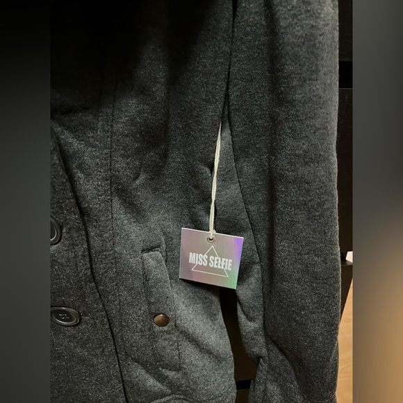 Soft Shell Double-Breasted Pea Coat Sweater - Picture 3 of 6